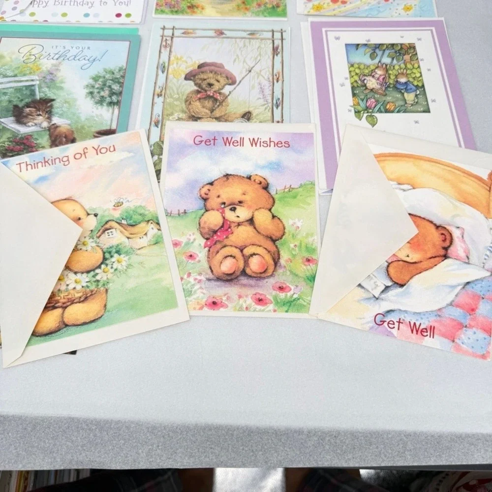 Greeting Cards Mixed Lot Animal Bear Cat Dog Stationery Occasion Ephemera